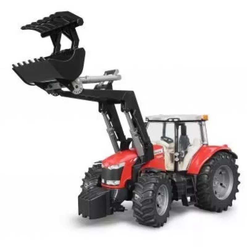 Spielzeugtraktor BRUDER Massey Ferguson 7624 mit Frontlader, rot, für Kinder ab 3 Jahren