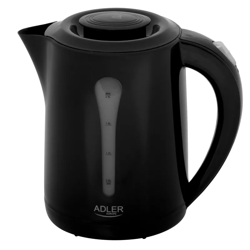Adler Wasserkocher | AD 1244 | Elektrisch | 1850 W | 2,5 L | Kunststoff | 360°-Drehsockel | Schwarz