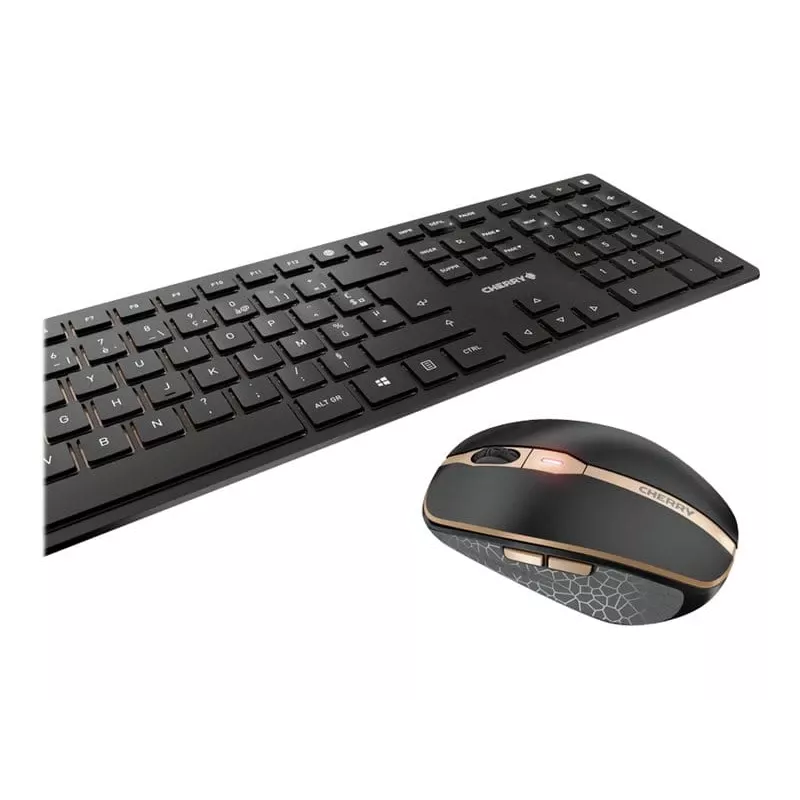 CHERRY DW 9100 schlank Tastatur Maus inbegriffen Universal RF Wireless + Bluetooth AZERTY Französisch Schwarz