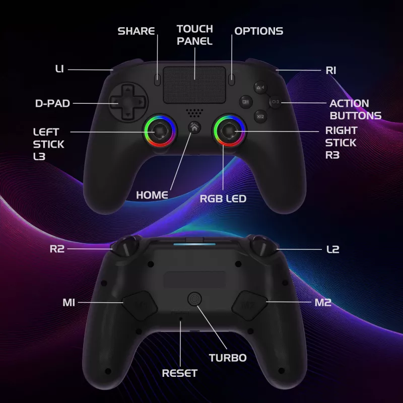 Gamepad Subsonic PS5 Wireless LED Controller Schwarz D-pad Home Optionen Teilen