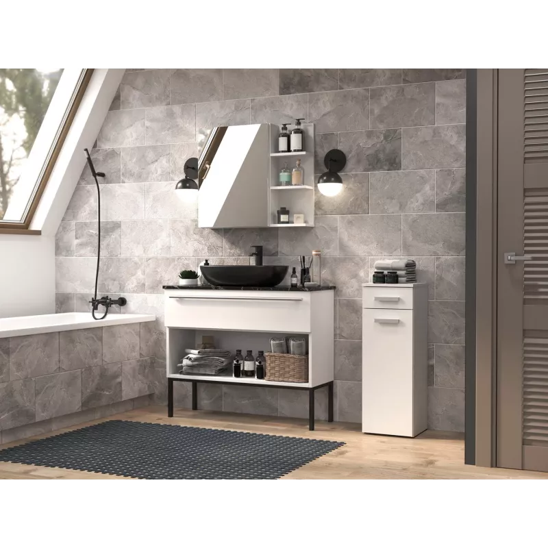 Badezimmer-Halbsäule mit Schublade Top E Shop Nel 30×30×85 cm weiß matt