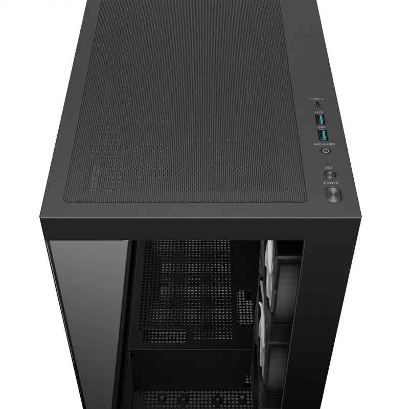 PC-Gehäuse DeepCool CG580 4F Midi Tower — ATX/ITX/MicroATX, gehärtetes Glas, 3×120mm+1×120mm Lüfter, 2×3,5 Zoll & 2×2,5 Zoll, USB-A×2 USB-C×1, schwarz