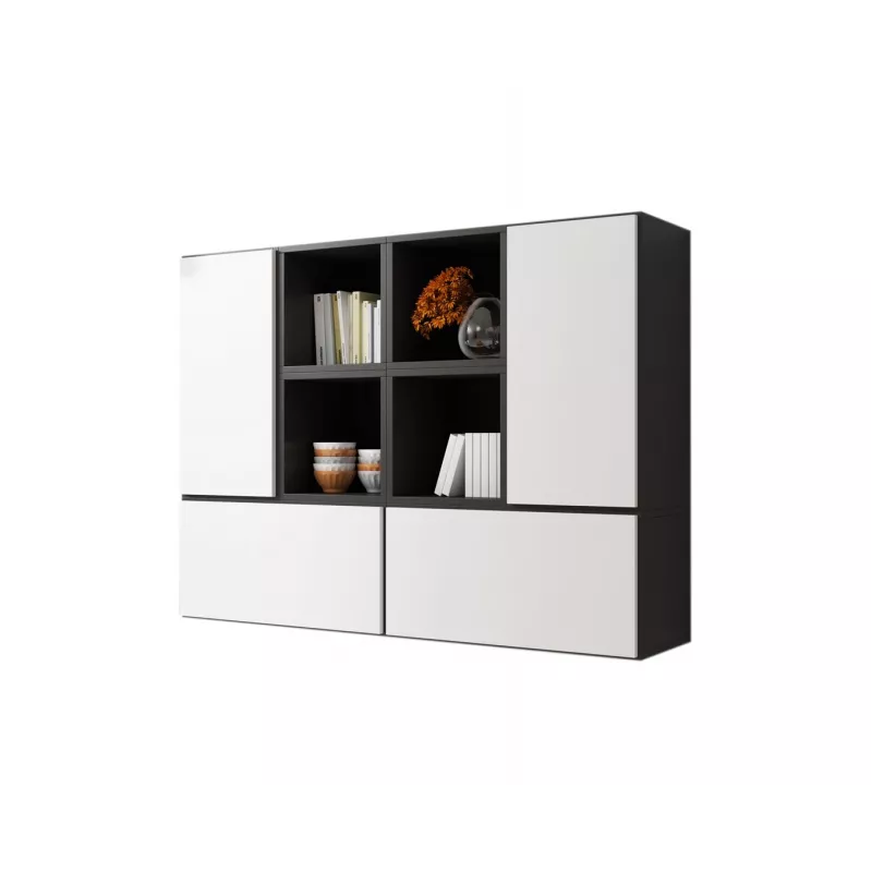 Cama living room furniture set ROCO 19 (4xRO3 + 4xRO6) Schwarz/Schwarz/Weiß