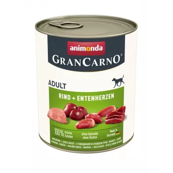 ANIMONDA GranCarno Adult Rind- und Entenherzen – Nassfutter für Hunde – 400 g