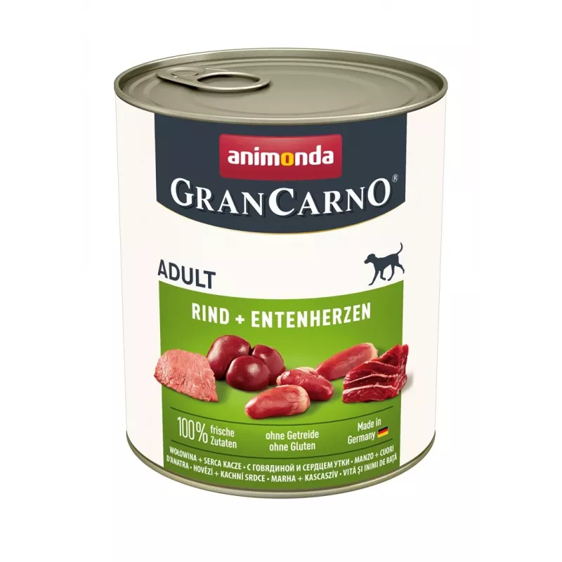 ANIMONDA GranCarno Adult Rind- und Entenherzen – Nassfutter für Hunde – 400 g