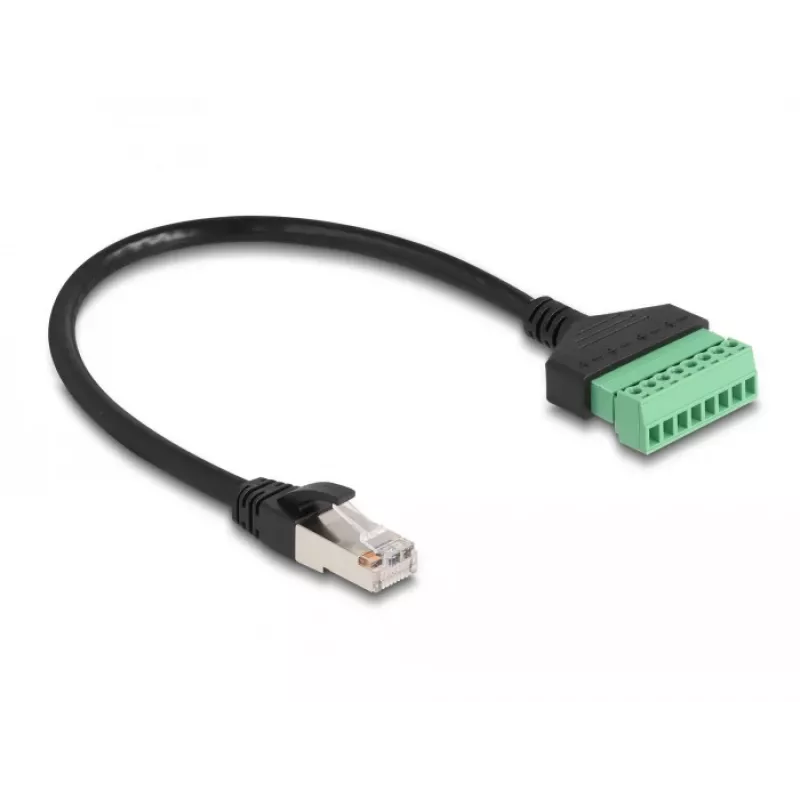DeLOCK RJ45-Kabel Cat.6 Stecker auf Klemmleistenadapter 30 cm Schwarz Grün