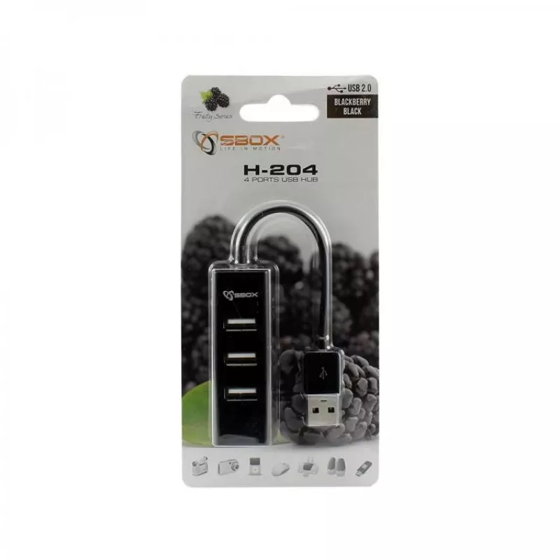 Sbox H-204 USB 4-Port-HUB Schwarz