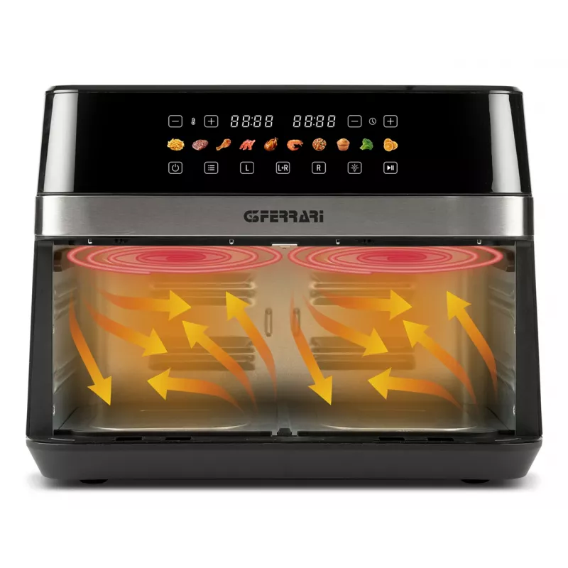 G3 Ferrari G10223 Fritteuse Doppel 12 L Standgerät 2200 W Heißluftfritteuse Schwarz, Edelstahl