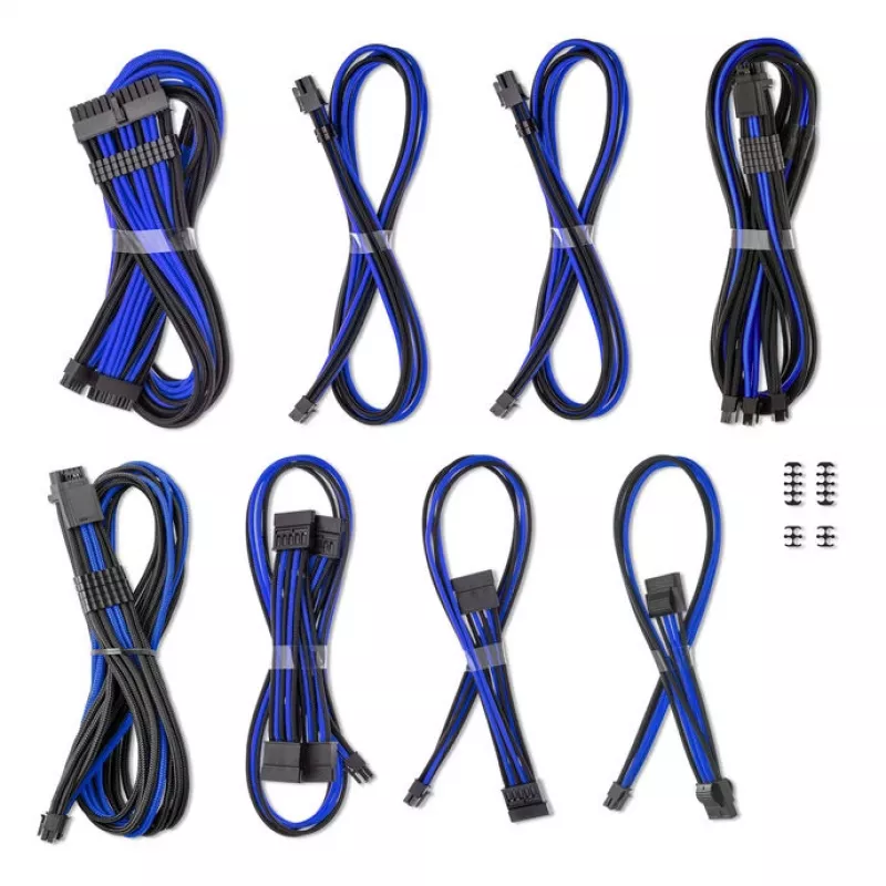 CableMod Dual Set 12V 2x6-polig für Corsair RMi/RMx – Individuell gesleevtes Netzkabel-Kit, blau