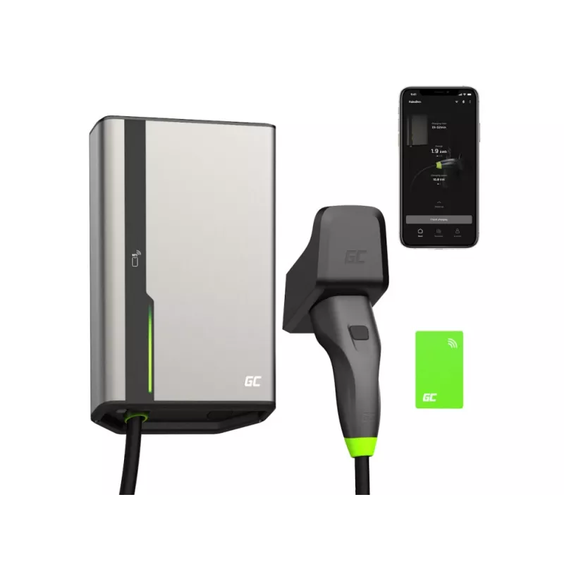 Wallbox Grün Cell GC EVGC021B2275 3,6-22 kW 7,5 m NFC Grau Aluminium
