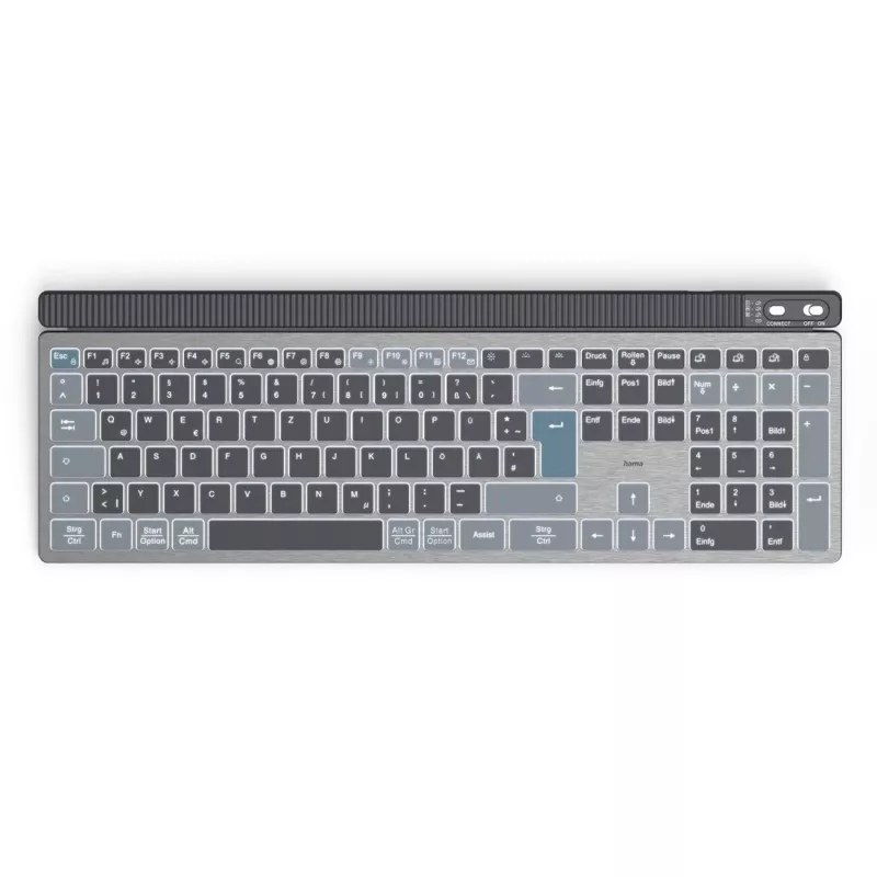 Kabelloses Multi-Device-Tastatur- und Maus-Set HAMA WKM-750 — schwarz, kabellose Konnektivität