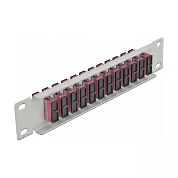 Glasfaser-Patchpanel DeLOCK 10 Zoll 12 Port SC Duplex Violett 1U Grau
