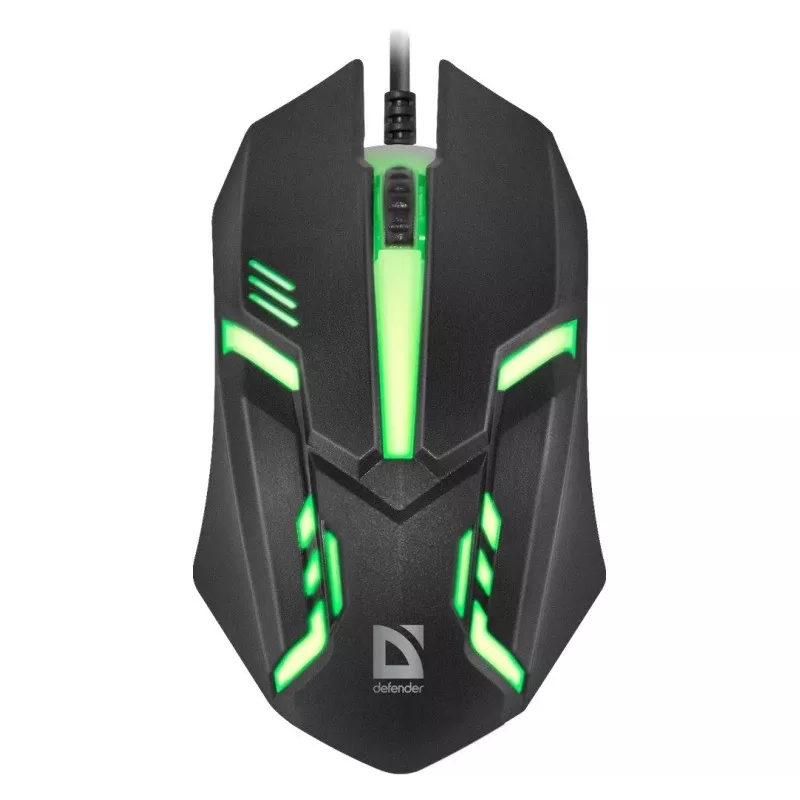 Kabelgebundene optische Maus DEFENDER CYBER MB-560L — beidhändig, 1200 DPI, USB Typ-A, 2 Tasten, schwarz