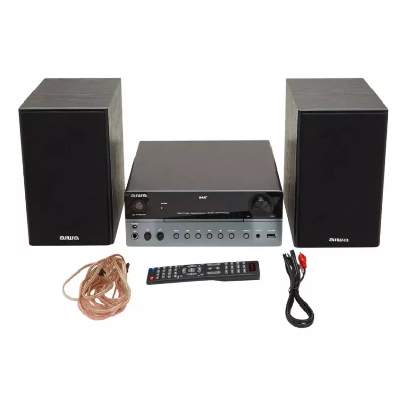 Home-Audio-Mikrosystem Aiwa MSBTU-700DAB — 25 W RMS, DAB+/FM, Bluetooth 10 m, CD-Tray, LED-Anzeige, Schwarz/Arktisblau