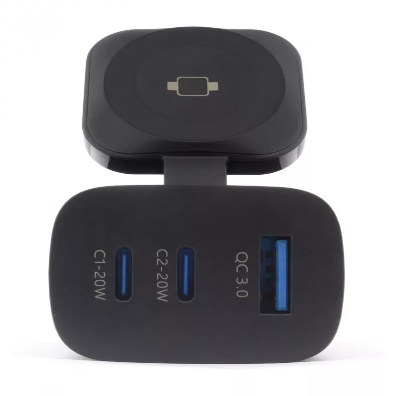 RealPower 450476 mobiles Ladegerät Powerbank, Smartwatch, Tablet Schwarz AC Kabelloses Laden Schnellladung Innenbereich