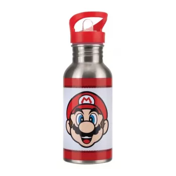 Paladone Super Mario Metall-Wasserflasche mit Strohhalm