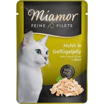 MIAMOR Feine Filets Huhn mit Geflügelgelee - Nassfutter für Katzen - 100g