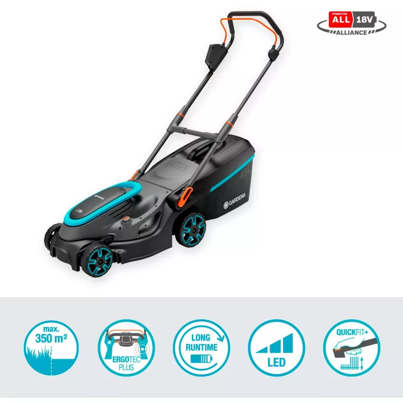 Akku-Rasenmäher PowerMax 37/36V P4A Ready-To-Use Set, 36 Volt (2x18V) (schwarz/grau, 2x Li-Ionen-Akku 4,0Ah, POWER FOR ALL ALLIANCE)