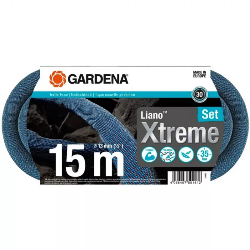 Gardena Liano Gartenschlauch 15 m PVC Schwarz Blau Grau