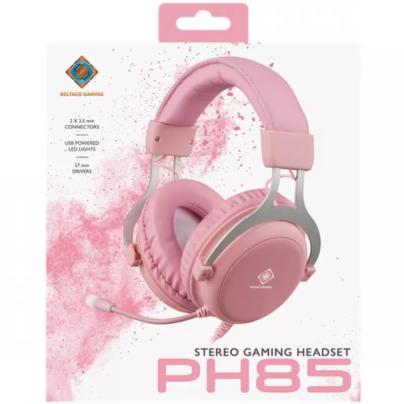 Deltaco GAM-030-P Kopfhörer und Headset kabelgebunden Headband Gaming USB Typ-A Pink (GAM-030-P)