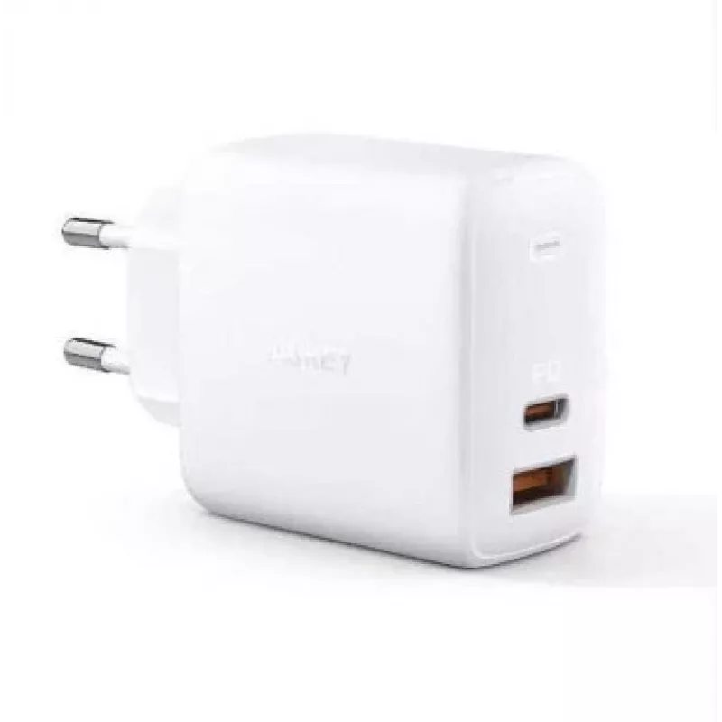 Wandladegerät Aukey PA-B3 Weiß GaN 65W USB-C / USB-A Schnellladegerät