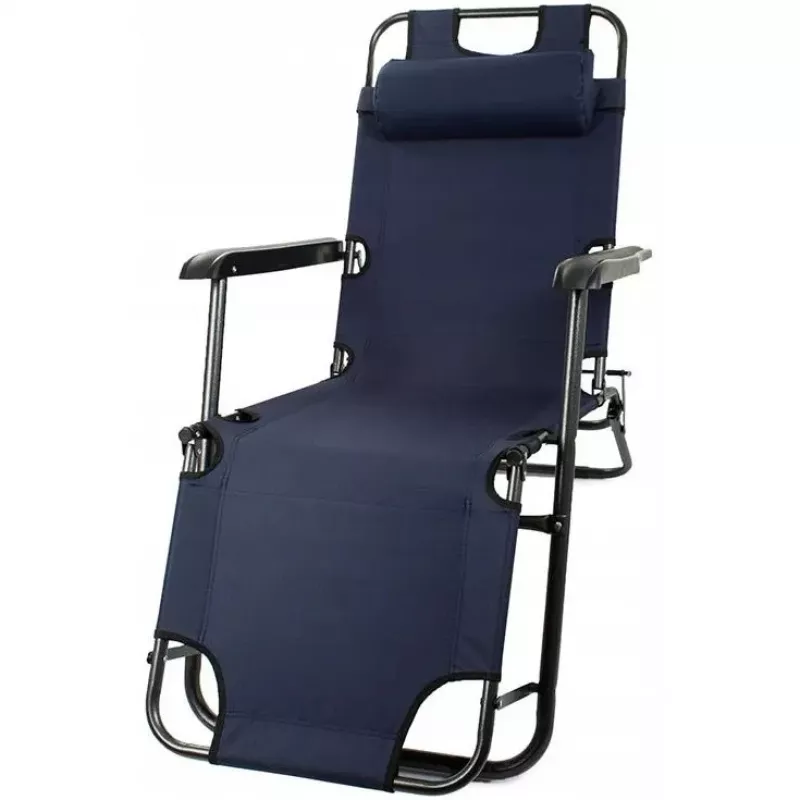 Faltbarer Gartenliege mit Kissen Black Forest, Navy Blau