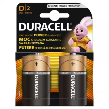 Duracell Basic D (R20) Batterie — 2er-Pack, Primär-Zink-Kohle-Zellen