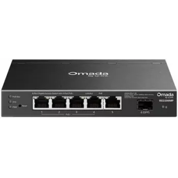 Netzwerk-Switch TP‑LINK SG2206MP L2 Gigabit Ethernet PoE 5‑Port (5x Gigabit, 1x SFP, PoE+ 4 Ports, 63W Budget)