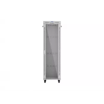 19 Zoll 42U LANBERG Stand-Rack-Schrank 600×600 mm Grau mit Glastür und LCD (flach Pack)
