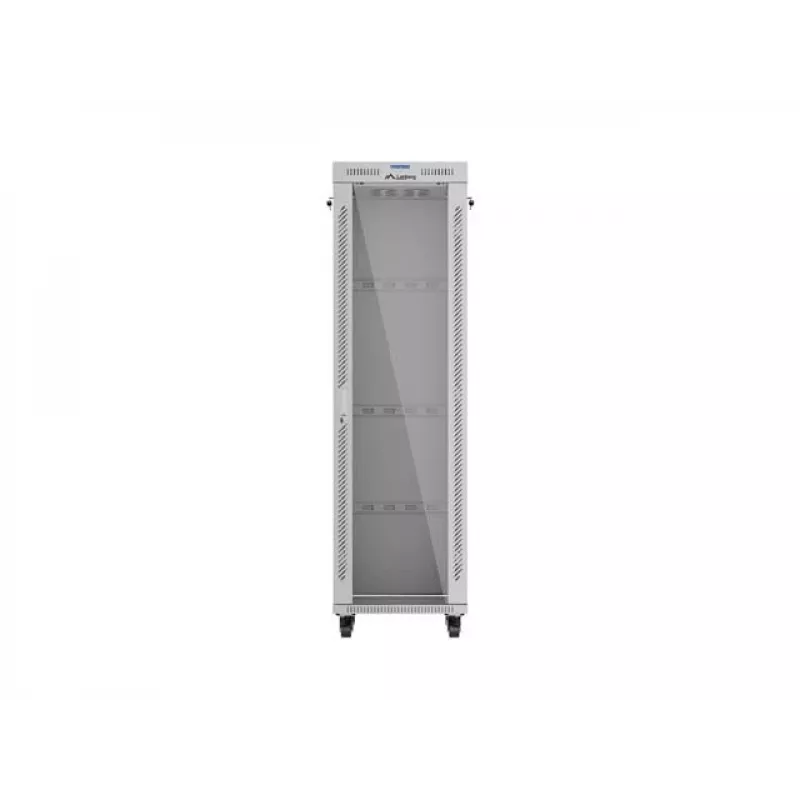 19 Zoll 42U LANBERG Stand-Rack-Schrank 600×600 mm Grau mit Glastür und LCD (flach Pack)