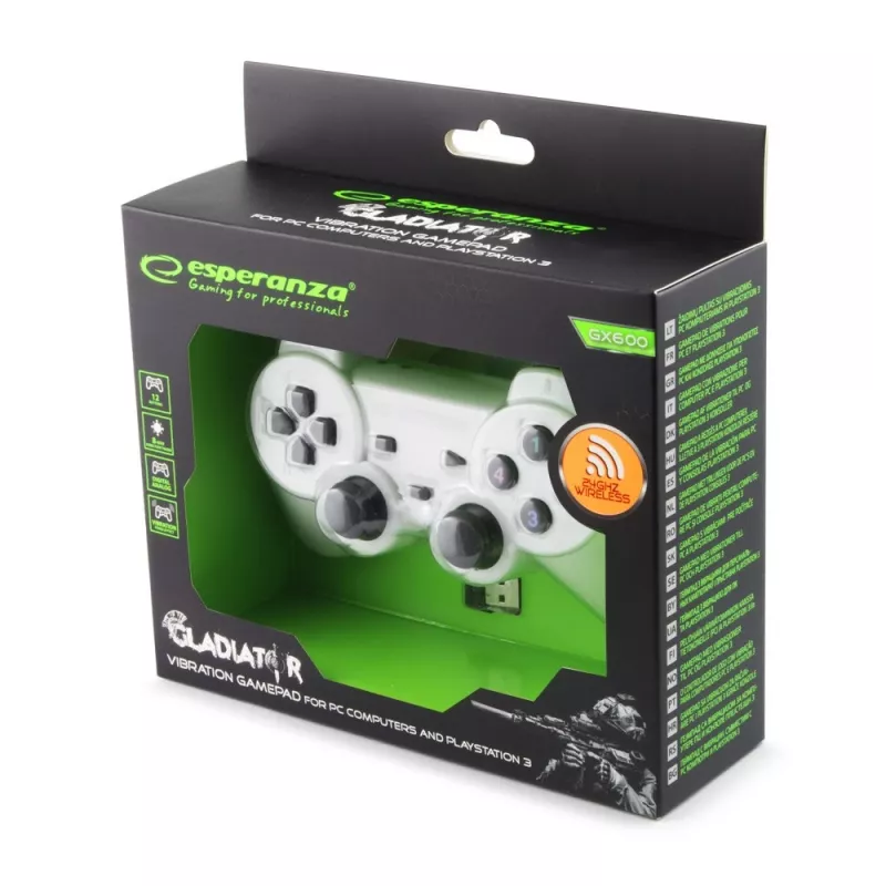 Esperanza EGG108W Gaming Controller Schwarz, Weiß RF Gamepad Analog / Digital PC, Playstation 3
