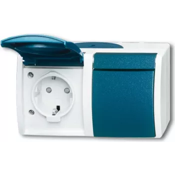 BUSCH JAEGER 20/2 EBW-53 - CEE 7/3 - 2P+E - Blau - Weiß - IP44 - 250 V - 16 A