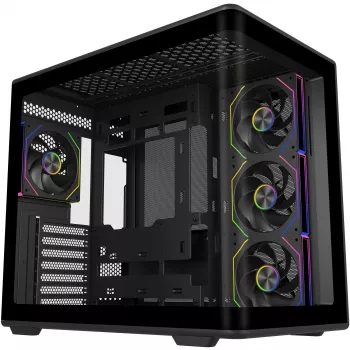 Elite 600 ARGB, Tower-Gehäuse schwarz, 2x gehärtetes Glas