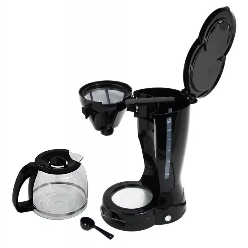 Filterkaffeemaschine ESPERANZA EKC009, 1,5 l Wassertank, 800 W, Arbeitsplatte, schwarz