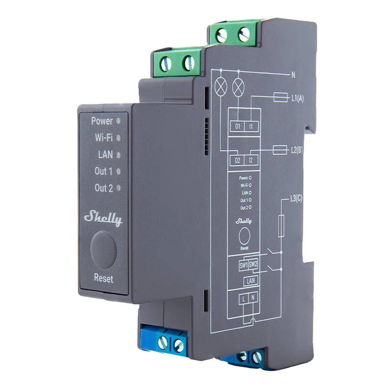 Shelly Pro 2 DIN-Schienen WiFi/LAN/Bluetooth Relaisschalter
