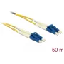 Glasfaserkabel DELOCK 80159 OS2 50 m 2x LC → 2x LC, 9 µm, Vollduplex, gelb/blau