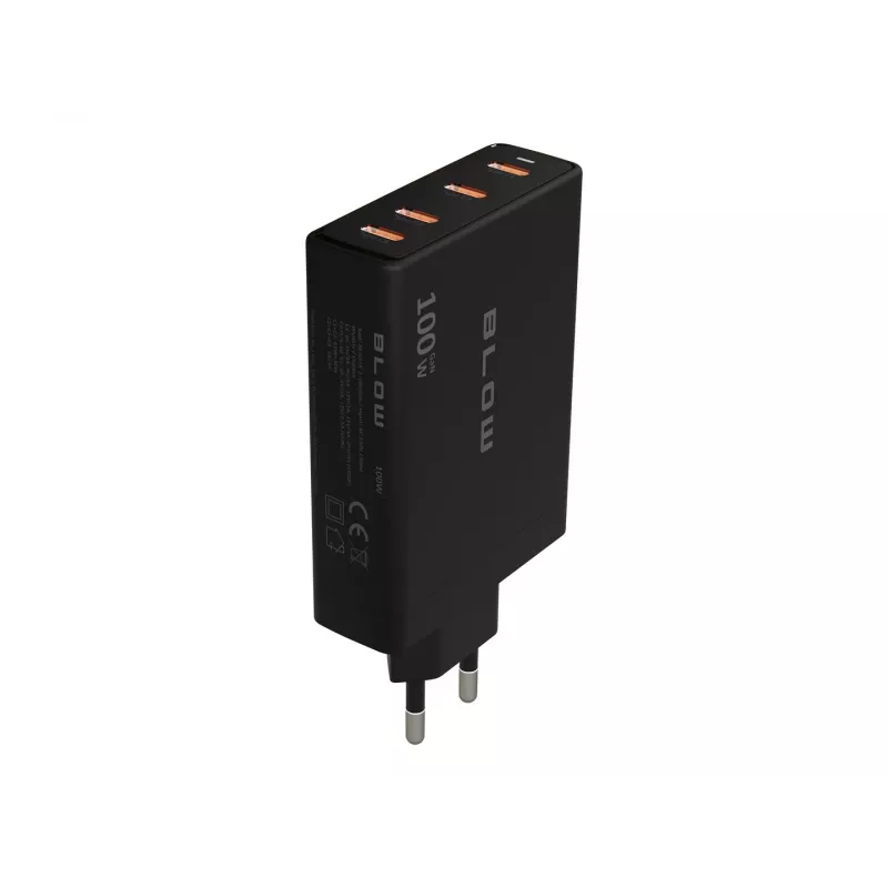 Wandladegerät BLOW 4×USB-C PD 100W GaN, 4 Ports, PD 3.0, PPS, 200–240V Eingang