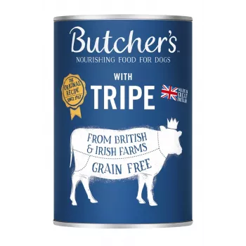 Nassfutter für Hunde Butcher's Original Tripe 400 g – Rindfleischgeschmack, ausgewachsene Hunde, 80 % Feuchtigkeit