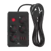 Steckdosenleiste MACLEAN MCE393 B — 4 Steckdosen, 3×USB, 110–240 V, 2500 W, 3 m Kabel, schwarz