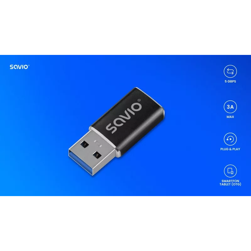Savio AK-81 Videokabel-Adapter USB Type-C USB Type-A Schwarz