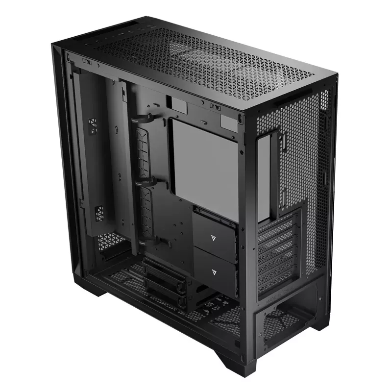 PC-Gehäuse MODECOM VOLCANO EXPANSE T Midi Tower, gehärtetes Glas, USB-C, unterstützt Micro-ATX, GPU bis zu 430 mm, CPU-Kühler bis zu 180 mm, 3x 3,5-Zoll-Einbauplätze, 2x 2,5-Zoll, schwarz