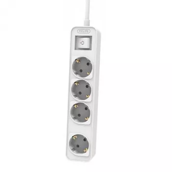 Verlängerungskabel Philips Phil-CHP2144W/60 1,5 m, 4 AC-Steckdosen, weiß