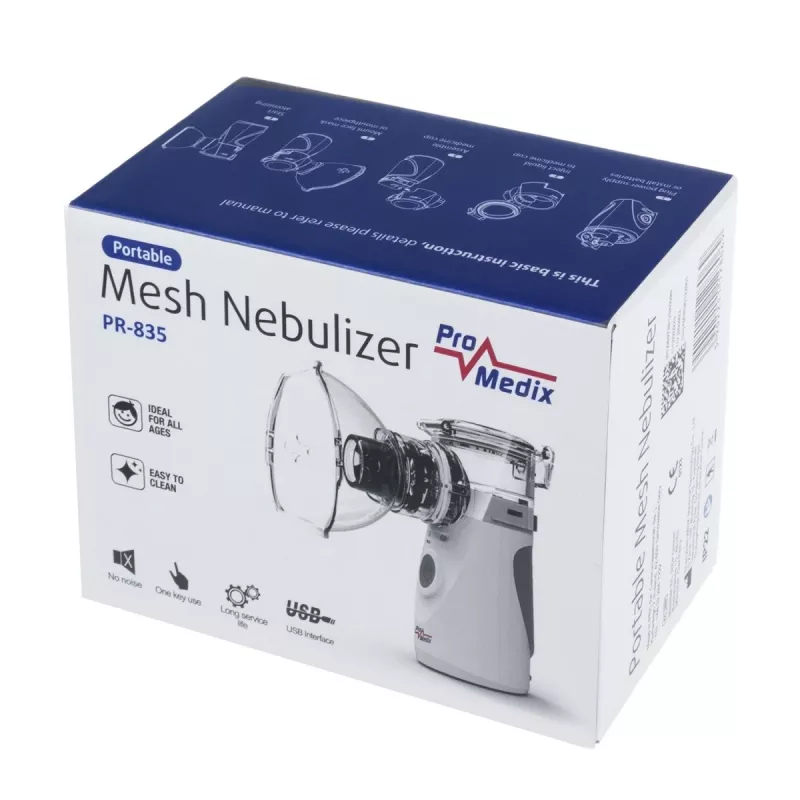 Tragbarer Mesh-Inhalator ProMedix PR-835 USB-Vernebler, batteriebetriebener tragbarer Vernebler