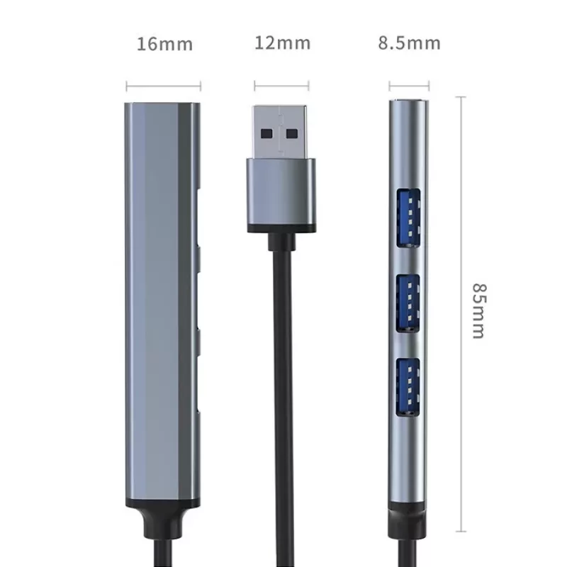 USB-Hub QOLTEC 53793 — USB 3.0 Eingang, 3× USB 2.0 Anschlüsse