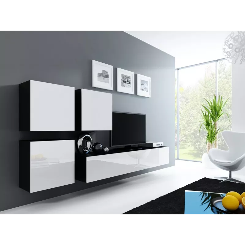 Cama Square Schrank VIGO 50/50/30 schwarz/weiß glänzend