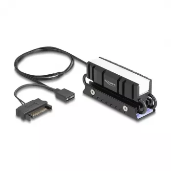 Kühlkörper DELOCK 18460 für M.2 SSD 2280 — Aluminium/Kupfer, RGB 5V, Schwarz