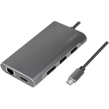 LogiLink UA0382 Notebook-Dockingstation & Port Replicator Kabelgebunden USB 3.2 Gen 1 (3.1 Gen 1) Type-C Silber (UA0382)
