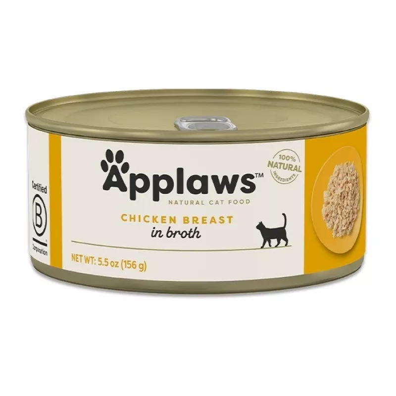 Nassfutter für Katzen Applaws Hühnerbrust 156 g – adult, 16 % Protein, 80 % Feuchtigkeit, Dose