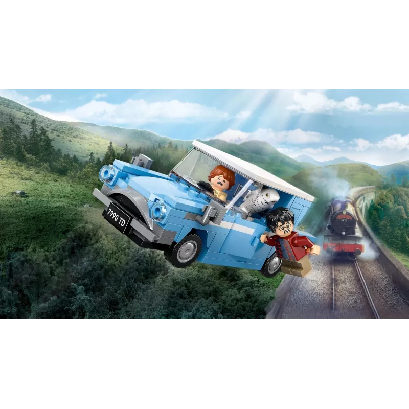 LEGO Harry Potter Fliegender Ford Anglia Auto-Spielzeug für Kinder ab 7 Jahren, Jungen und Mädchen, baubares Modell mit Ron Weasley Minifigur und Hedwig