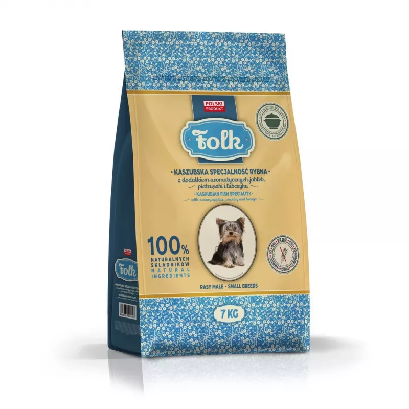 FOLK Small breeds Fischspezialität kaschubischer Art mit Äpfeln, Petersilie und Liebstöckel - Trockenfutter für Hunde - 7kg